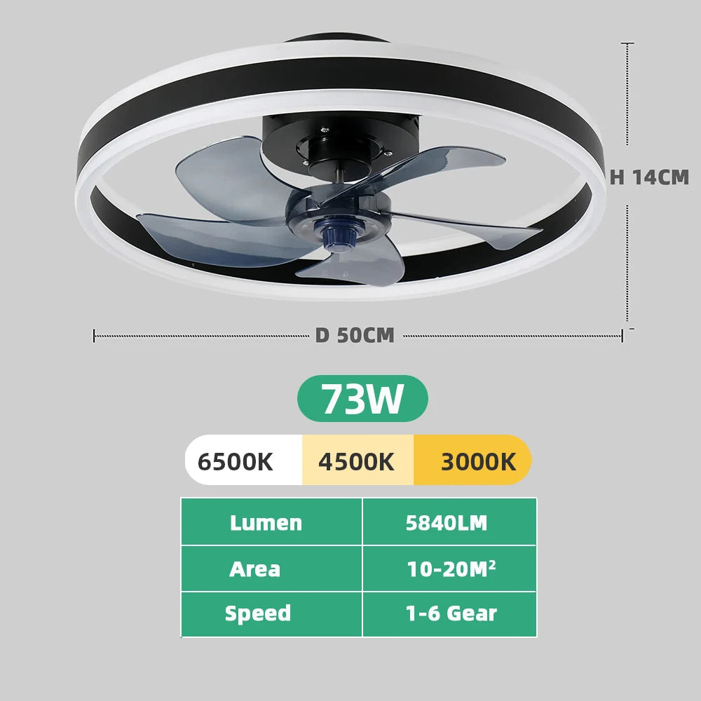 Jelena ventilateur de plafond rond luminaires avec télécommande chambre salon salle à manger décoration de la maison moderne lampe à LED intelligente ventilateur