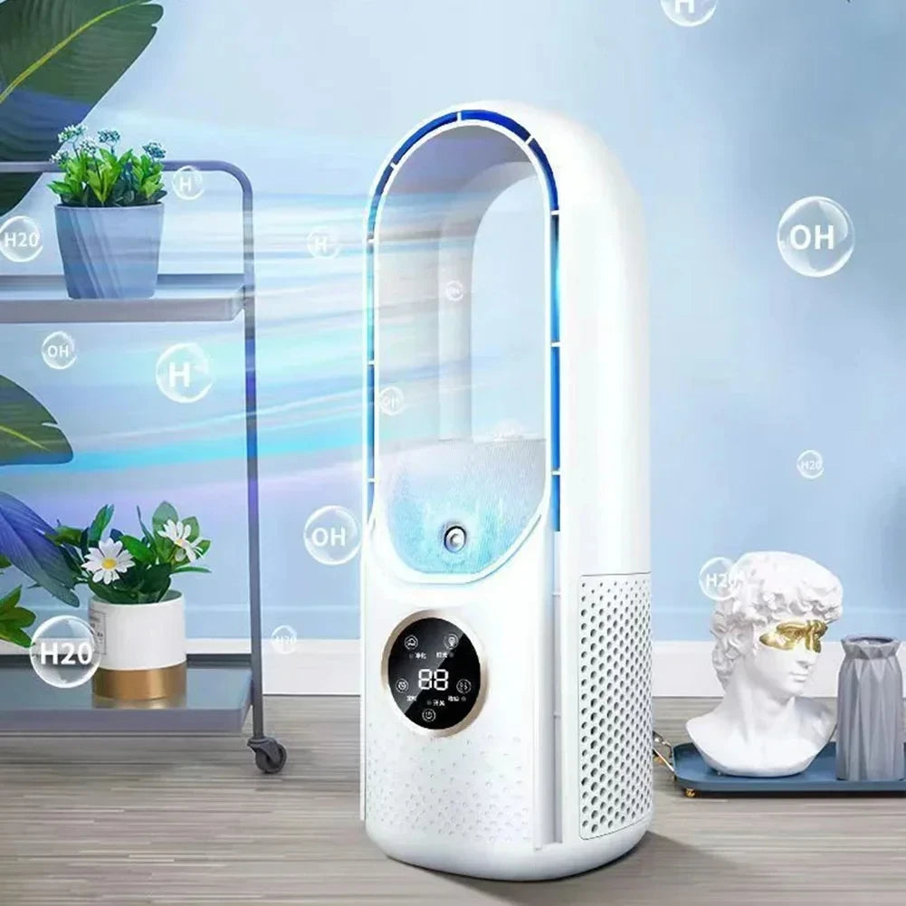 Ventilateur sans pales électrique USB Lenovo, mini climatiseur 6 vitesses, ventilateur portable de bureau sans pales avec humidification