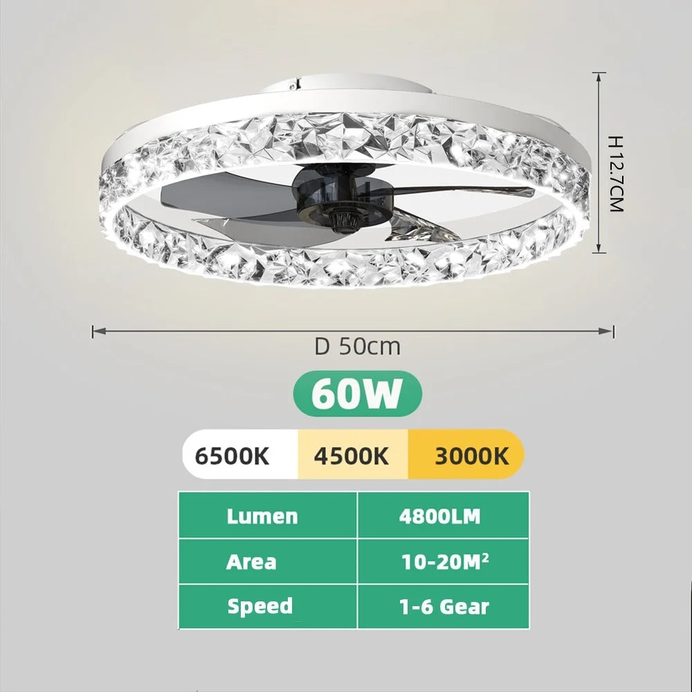 Jelena ventilateur de plafond rond luminaires avec télécommande chambre salon salle à manger décoration de la maison moderne lampe à LED intelligente ventilateur