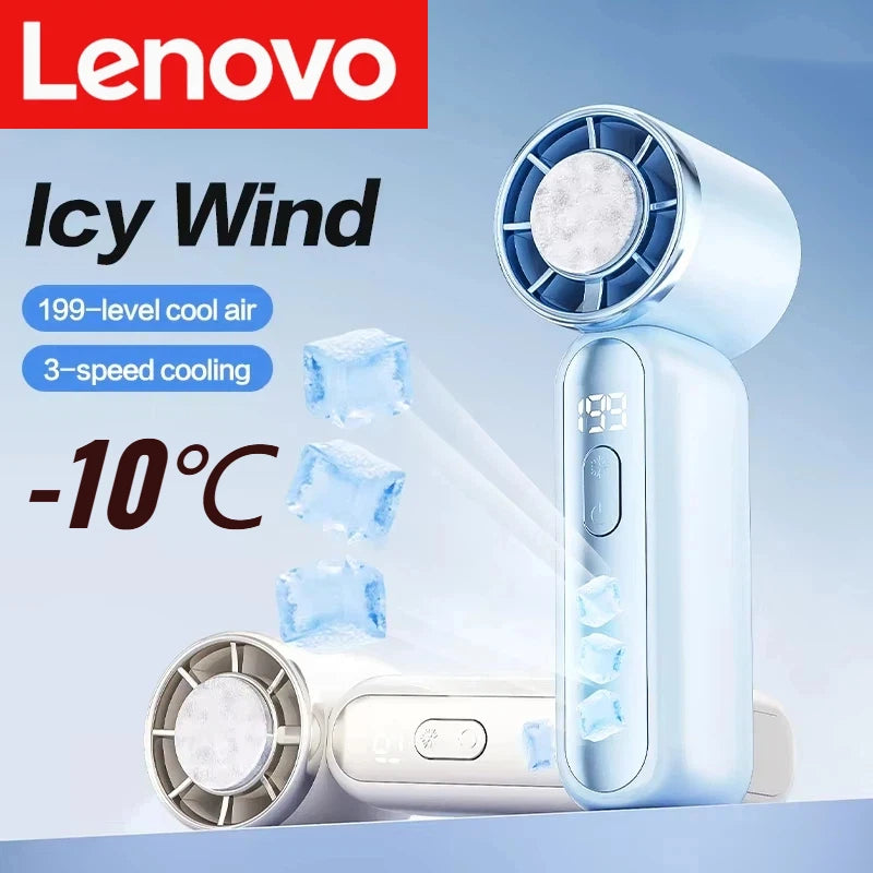 Ventilateur portable Lenovo 3000mAh 199 Speed avec refroidissement semi-conducteur ICE 360 ° Mini-refroidisseur d'air personnel USB rechargeable Turbo