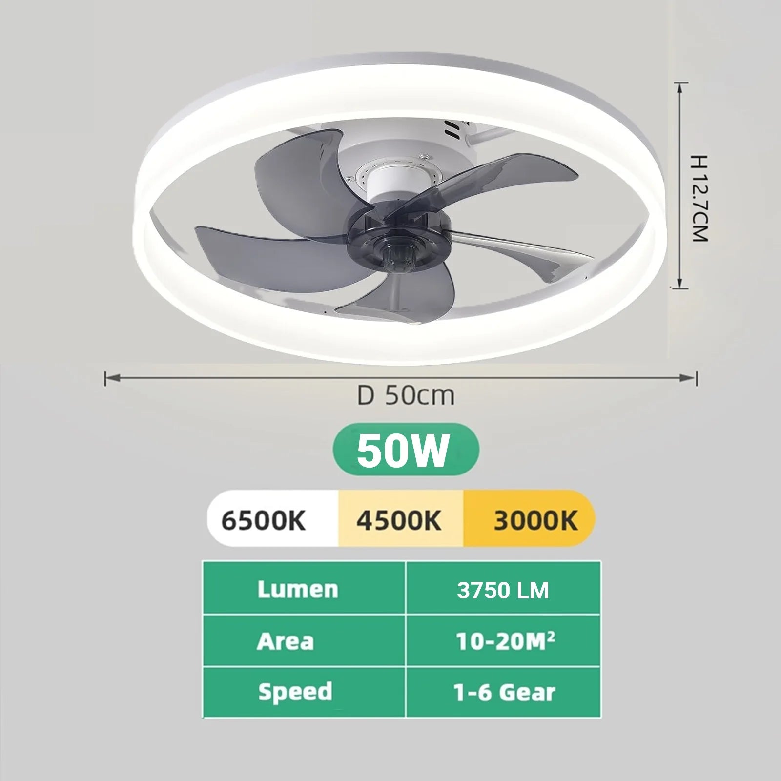 Jelena ventilateur de plafond rond luminaires avec télécommande chambre salon salle à manger décoration de la maison moderne lampe à LED intelligente ventilateur