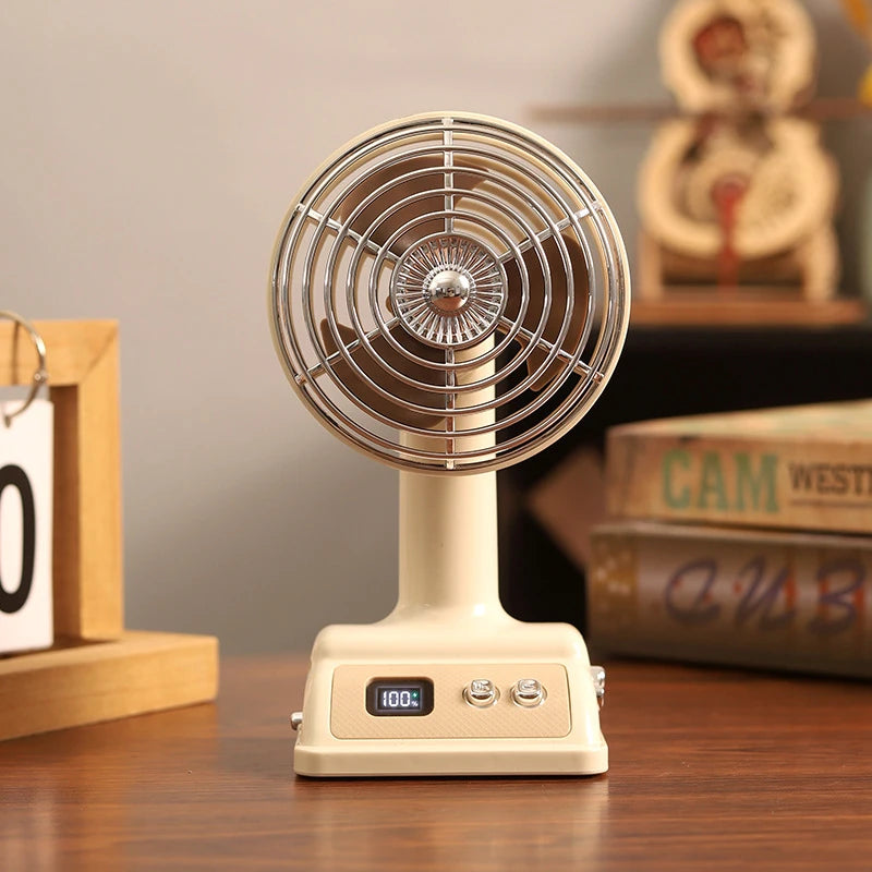 Nouveau ventilateur de bureau Lenovo, rechargeable par USB, petit ventilateur rétro, ventilateur électrique numérique à 100 niveaux pour l'été