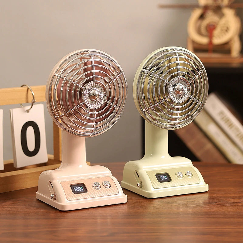 Nouveau ventilateur de bureau Lenovo, rechargeable par USB, petit ventilateur rétro, ventilateur électrique numérique à 100 niveaux pour l'été
