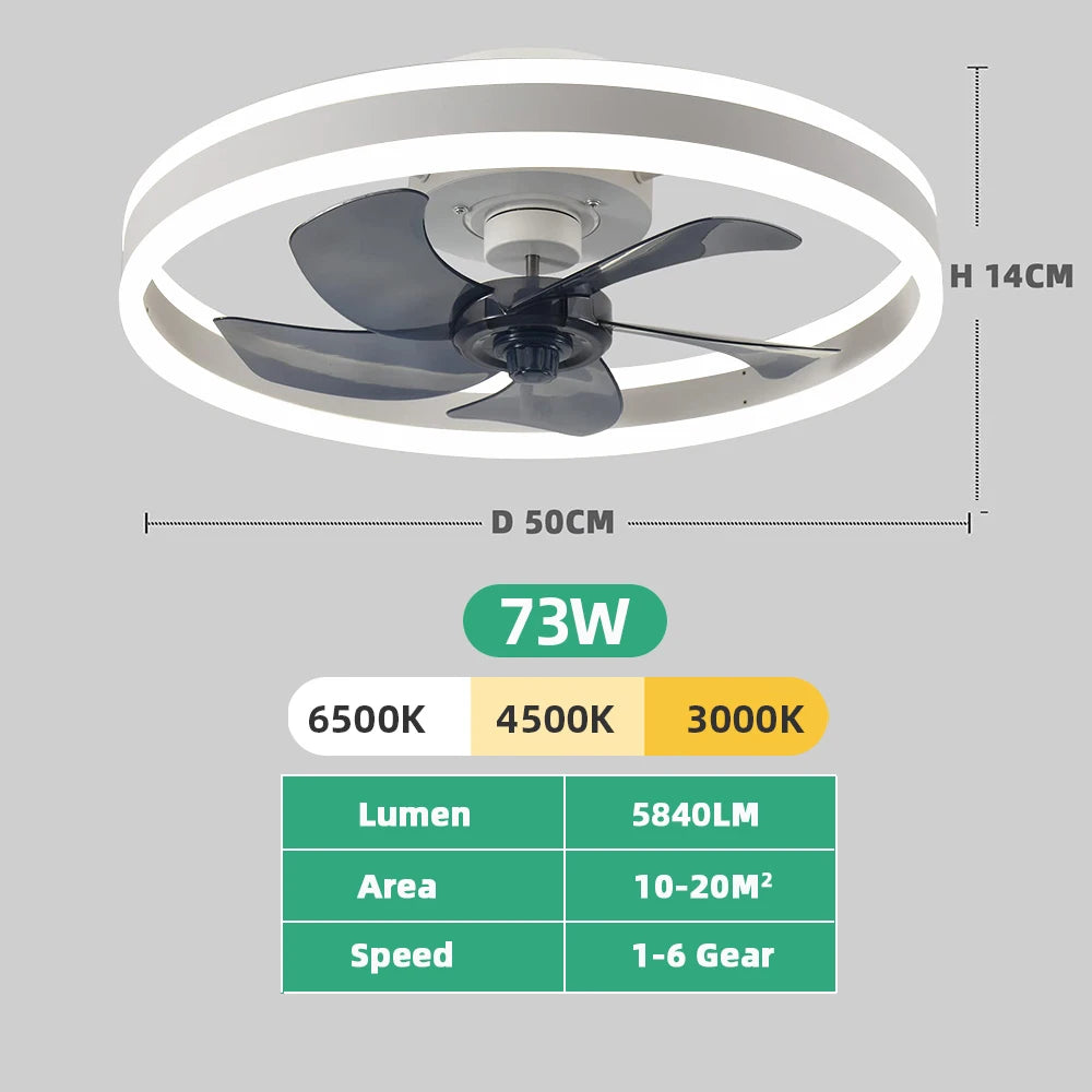 Jelena ventilateur de plafond rond luminaires avec télécommande chambre salon salle à manger décoration de la maison moderne lampe à LED intelligente ventilateur