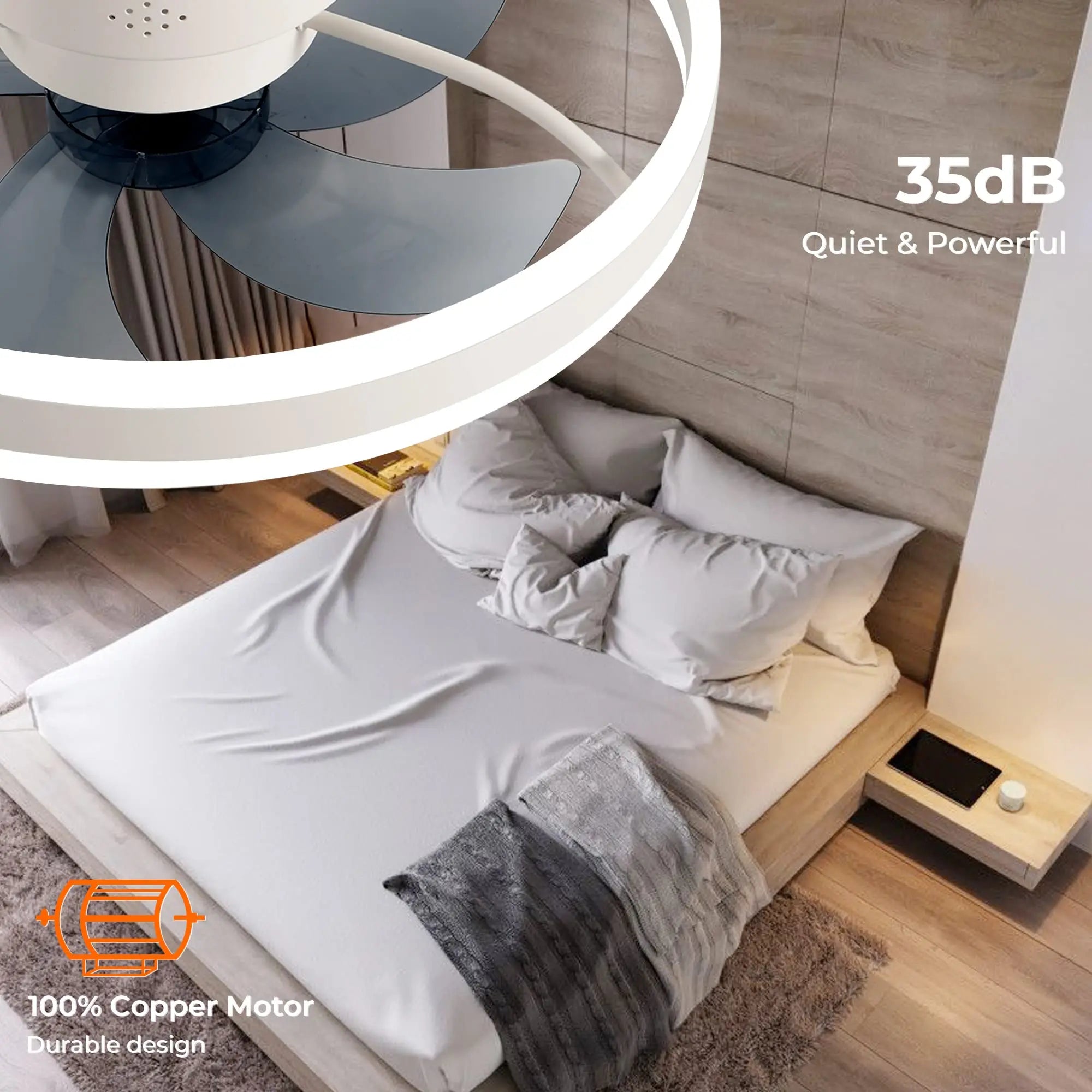 Jelena ventilateur de plafond rond luminaires avec télécommande chambre salon salle à manger décoration de la maison moderne lampe à LED intelligente ventilateur