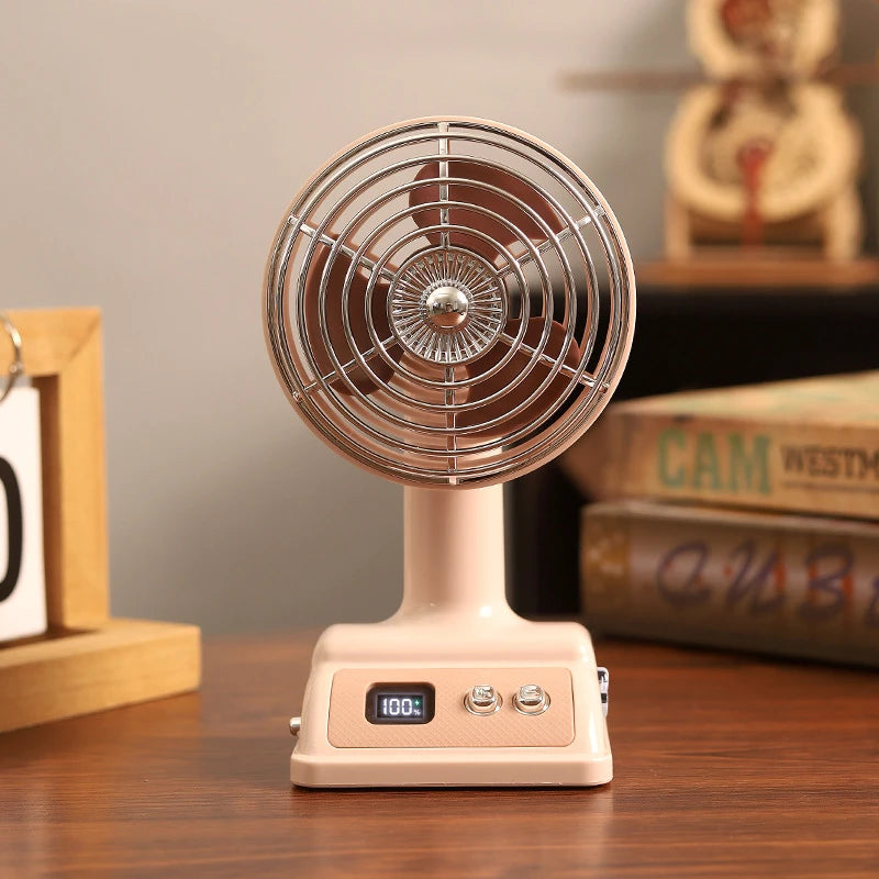 Nouveau ventilateur de bureau Lenovo, rechargeable par USB, petit ventilateur rétro, ventilateur électrique numérique à 100 niveaux pour l'été