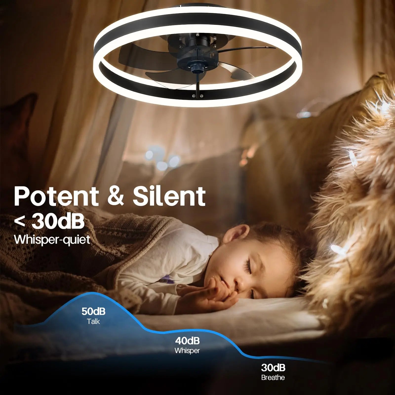 Jelena ventilateur de plafond rond luminaires avec télécommande chambre salon salle à manger décoration de la maison moderne lampe à LED intelligente ventilateur