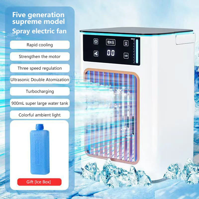 Ventilateur de refroidissement portable Lenovo USB avec humidificateur, double pulvérisation de brume, réservoir d'eau et compartiment à glace pour chambre et maison