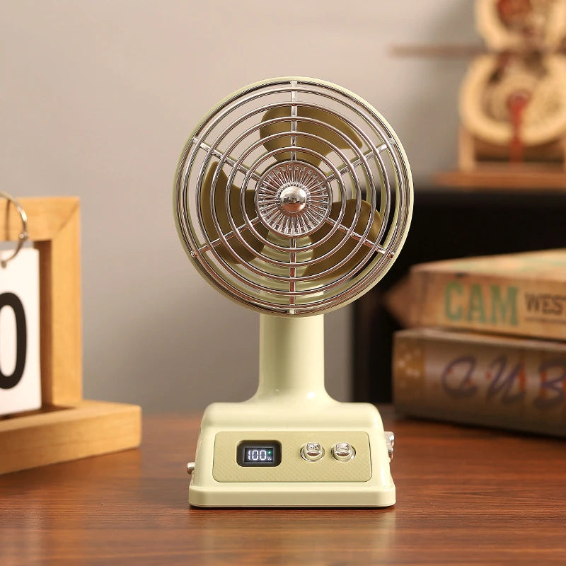 Nouveau ventilateur de bureau Lenovo, rechargeable par USB, petit ventilateur rétro, ventilateur électrique numérique à 100 niveaux pour l'été