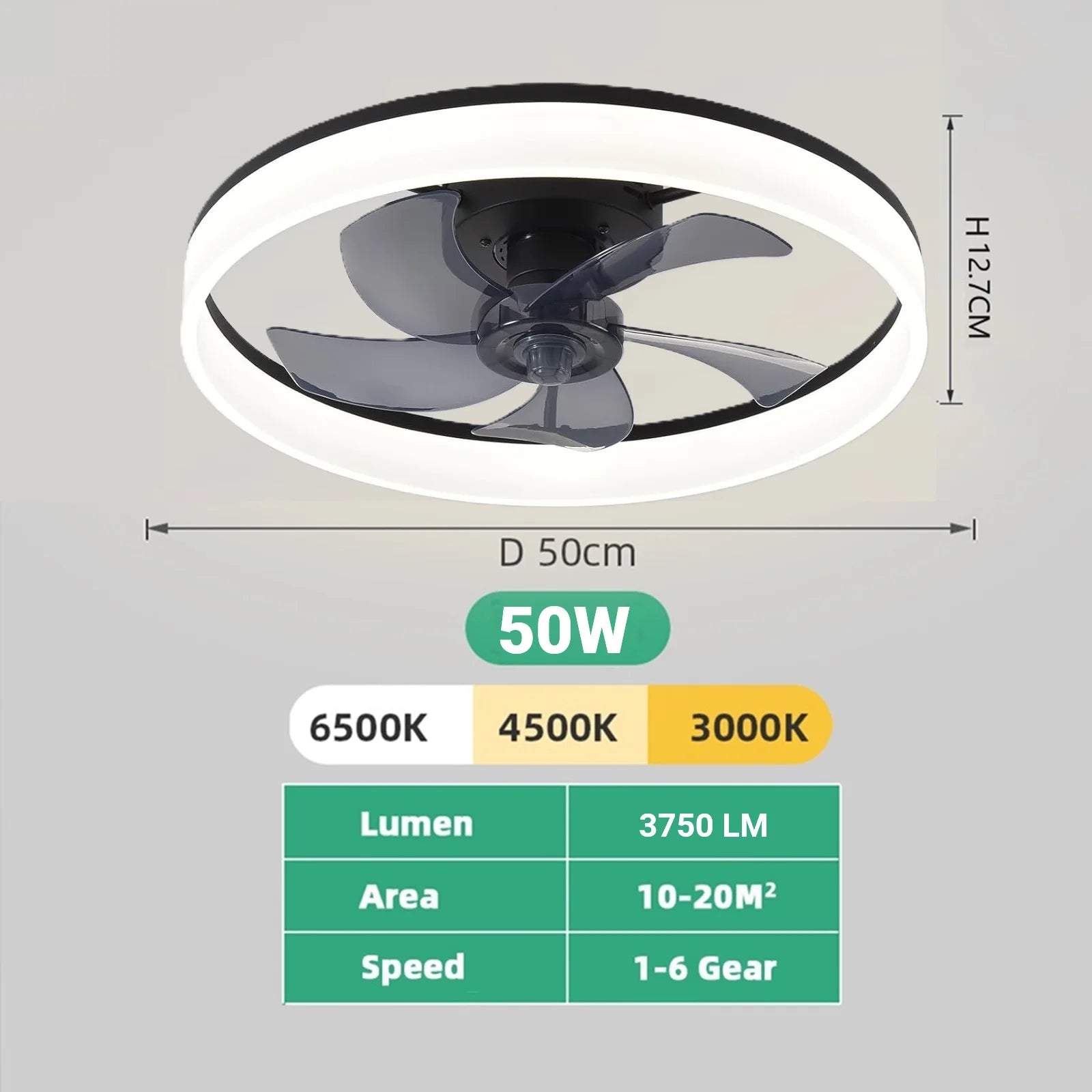 Jelena ventilateur de plafond rond luminaires avec télécommande chambre salon salle à manger décoration de la maison moderne lampe à LED intelligente ventilateur