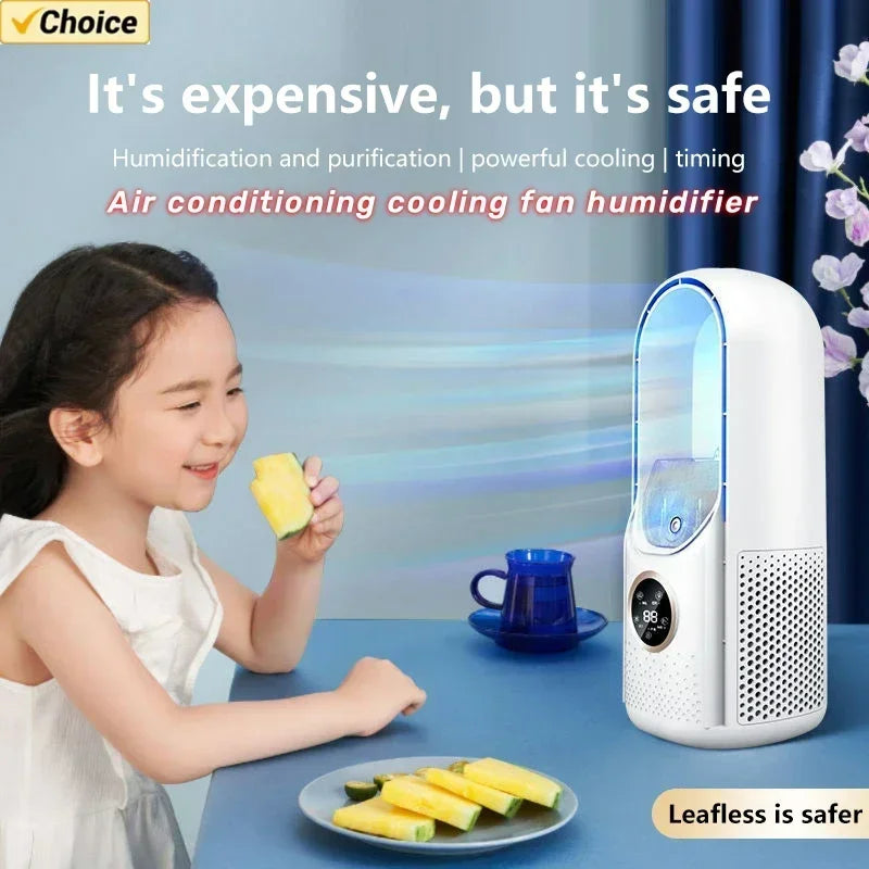 Ventilateur sans pales électrique USB Lenovo, mini climatiseur 6 vitesses, ventilateur portable de bureau sans pales avec humidification