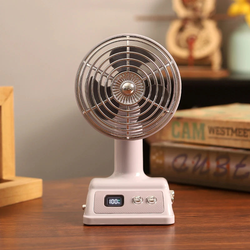 Nouveau ventilateur de bureau Lenovo, rechargeable par USB, petit ventilateur rétro, ventilateur électrique numérique à 100 niveaux pour l'été
