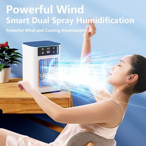 Ventilateur de refroidissement portable Lenovo USB avec humidificateur, double pulvérisation de brume, réservoir d'eau et compartiment à glace pour chambre et maison